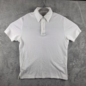Spier & Mackay Polo Shirt Mens M White Cotton Knit Pique Short Sleeve Casual